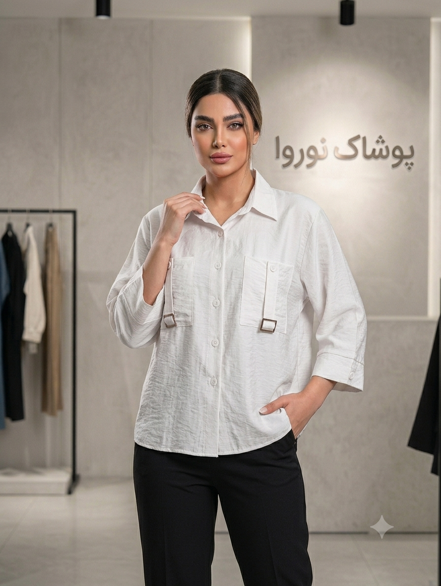 شومیز مانتویی جیب دار